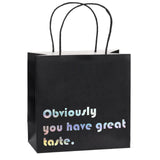 wrapaholic-obviously-you-have-great-taste-gift-bag-12-pack-10x5x10-black-silver-4