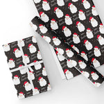 Custom Flat Wrapping Paper for Christmas, Xmas, Holiday- Cute Santa Wear Red Hat, Red & Black Wholesale Wraphaholic