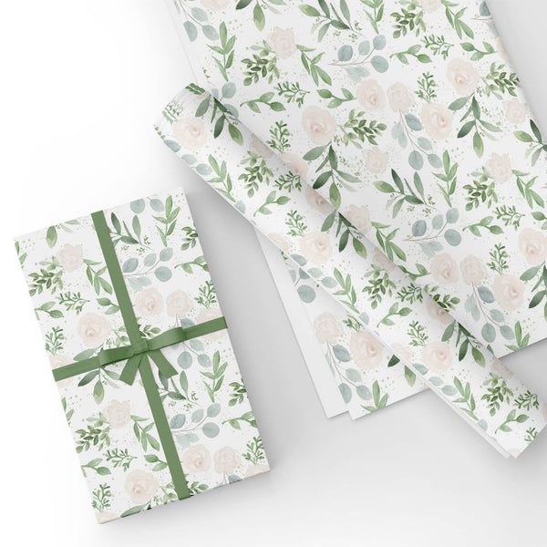 Personalizable Flat Wrapping Paper for Wedding, Spring, Summer, Holiday and Special  Occasion - Floral Bud in Cyan, Bulk Wrapping Paper Printed – WrapaholicGifts