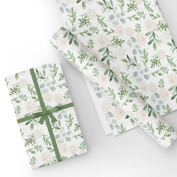 Personalizable Flat Wrapping Paper for Wedding, Spring, Summer, Holiday and  Special Occasion - Floral Bud in Cyan, Bulk Wrapping Paper Printed –  WrapaholicGifts