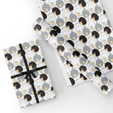 Custom Flat Wrapping Paper for Boys, Girls, Kids, Children, Sheep Lover, Birthday - Black and White Gray Sheep Wholesale Wraphaholic