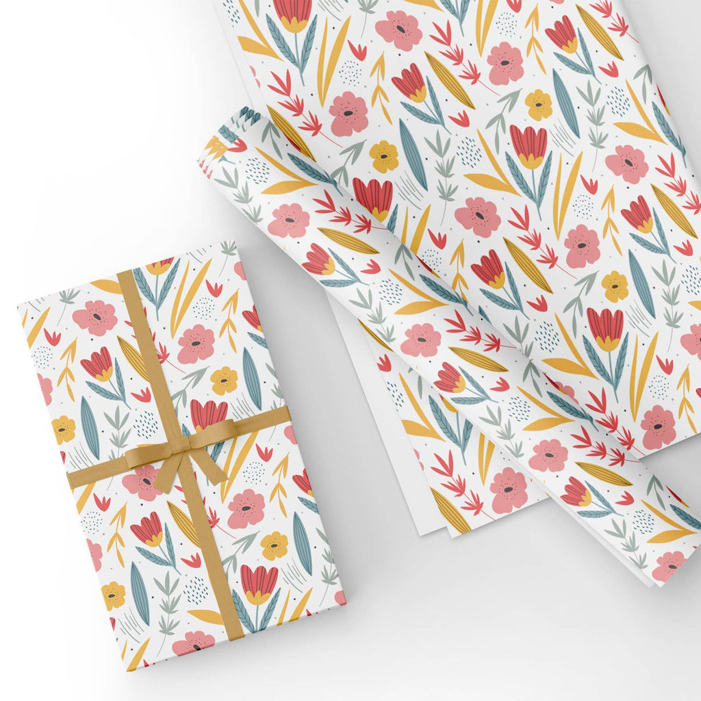 Floral Gift Wrap Paper Flat Sheets 4pcs/Pack – WrapaholicGifts
