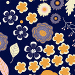 Custom Flat Wrapping Paper for Birthday, Holiday, Mother's Day, Baby Shower - Cartoon Floral in Navy Wholesale Wraphaholic