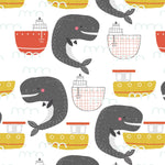 Custom Flat Wrapping Paper for Birthday, Kids, Baby Shower - Funny Whale with Steamboat Wholesale Wraphaholic
