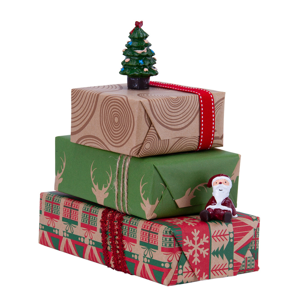 Recyclable Kraft Christmas Flat Wrapping Paper Sheets