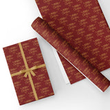 Custom Flat Wrapping Paper for Christmas Elegant - Merry Christmas Text in Red Wholesale Wraphaholic