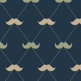 Custom Flat Wrapping Paper for Father's Day, Dad Birthday - Moustache Navy Blue Wholesale Wraphaholic
