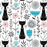 Custom Flat Wrapping Paper for Girl, Sister, Girlfrend Birthday Party - Sketch Cats in Flower Wholesale Wraphaholic
