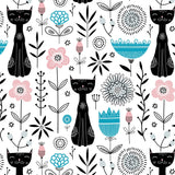 Custom Flat Wrapping Paper for Girl, Sister, Girlfrend Birthday Party - Sketch Cats in Flower Wholesale Wraphaholic