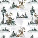 Custom Flat Wrapping Paper for Birthday, Holiday, Christmas - Winter Forest Elk Wholesale Wraphaholic