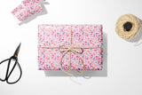 Custom Flat Wrapping Paper for Birthday, Spring, Holiday, Her - Watercolor Pink Flowers Wholesale Wraphaholic