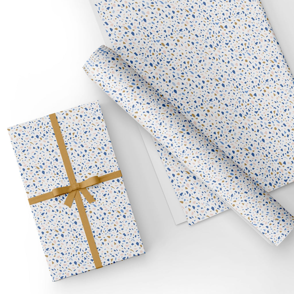 Gold and Silver Polka Dots on Navy Blue Tissue Paper