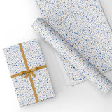 White and Blue Terrazo Flat Wrapping Paper Sheet Wholesale Wraphaholic