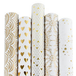 Wrapaholic-Gold-Foil-Printing-Gift-Wrapping-Paper-Roll-5-Rolls-Set-White-1