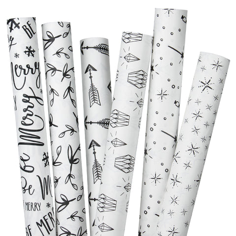 Wrapaholic Gift Wrapping Paper White Black Printed Design