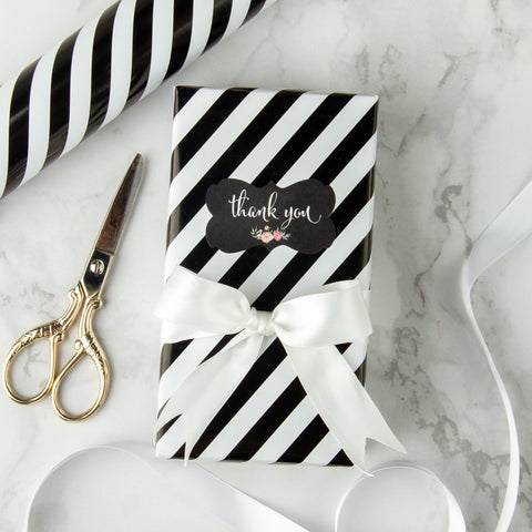 Striple Double Wavy Checks Black and White Gift Wrap – My Darlin