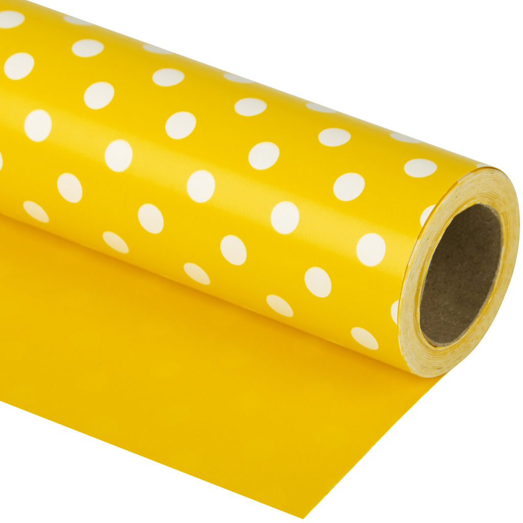 Dots Gift Wrapping Paper, Reversible, Yellow 30” x33 feet Continue